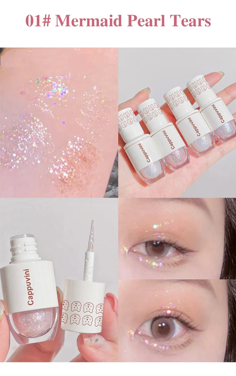 Cappuvini Star Dots Liquid Eye Shadow, Pearlescent High Gloss, Fine Flashing for Easy Application, Dazzling Liquid Eye Shadow