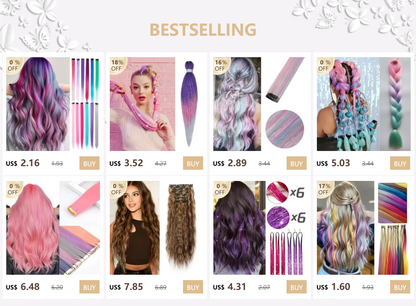 Purple, Pink & White Ombre Straight Braids – Hair Tinsel Festival Rave Extensions for Girls, Crazy Hair Day Braids