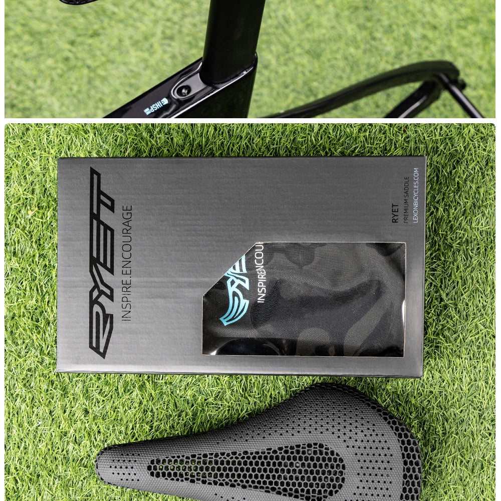 RYET Ultra Full Carbon 3D Printed Bike Saddle — 145mm Lightweight MTB Seat with High Modulus Carbon Fiber Base