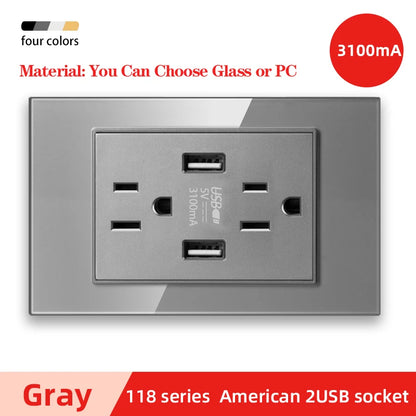 Herepow 118 Series Dual USB Wall Socket - Thailand & American Standard Smart Plug Adapter with Type-C 3.1A Fast Charging