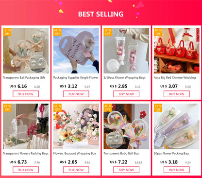 5/10PCS Transparent Flower Wrapping Bags – Gift Packaging with Handle for Weddings, Birthdays, Candy & Flower Box Decor