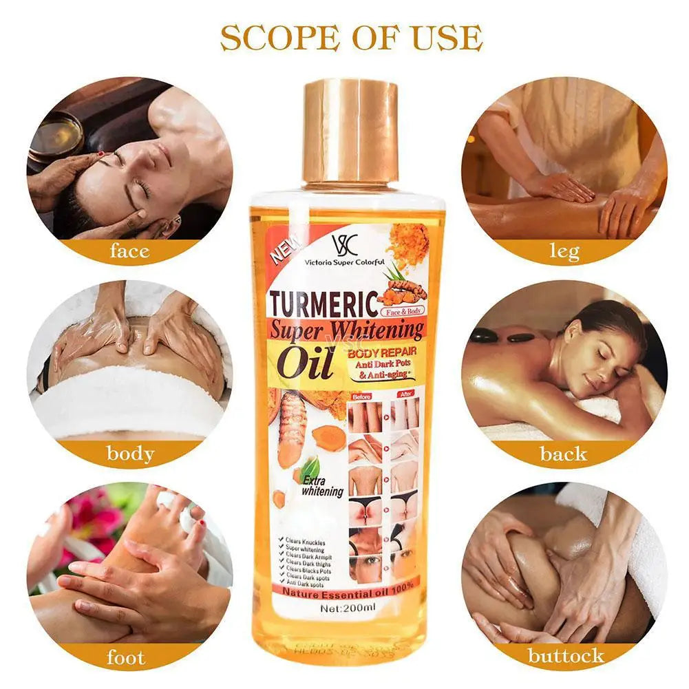 Turmeric Essential Oil 200ml – Moisturizing Body & Facial Massage Oil, Brightening & Smoothing Aromatherapy Skin Care