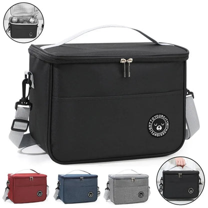 Insulated Waterproof Lunch Bag – Large Capacity Thermal Food Container with Adjustable Shoulder Strap for School & Daily Use