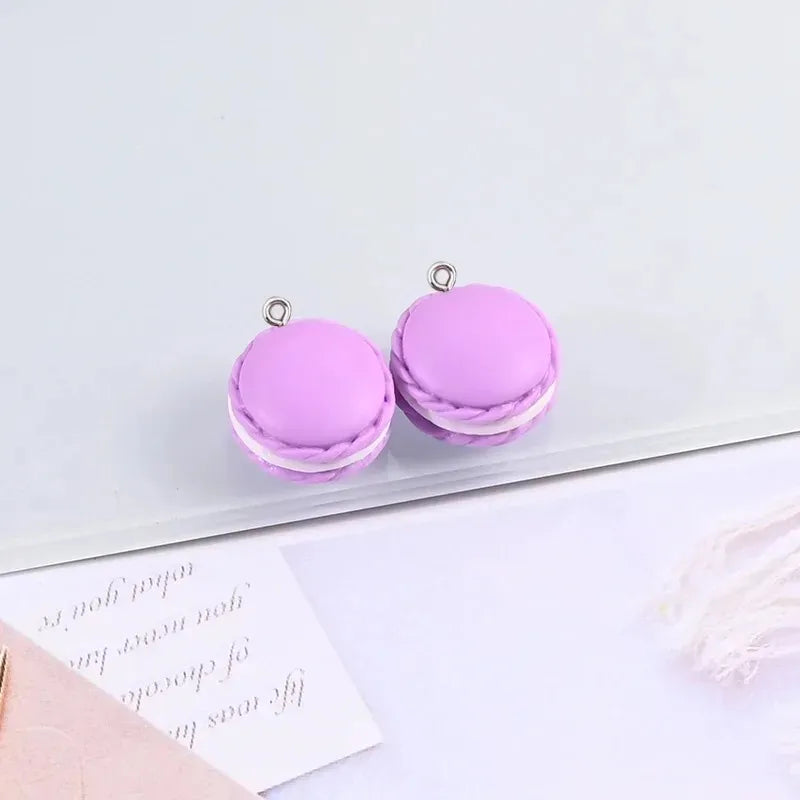 Macaron Cookie Resin Charms - 10pcs Cute Cartoon Food Pendants for DIY Jewelry Making