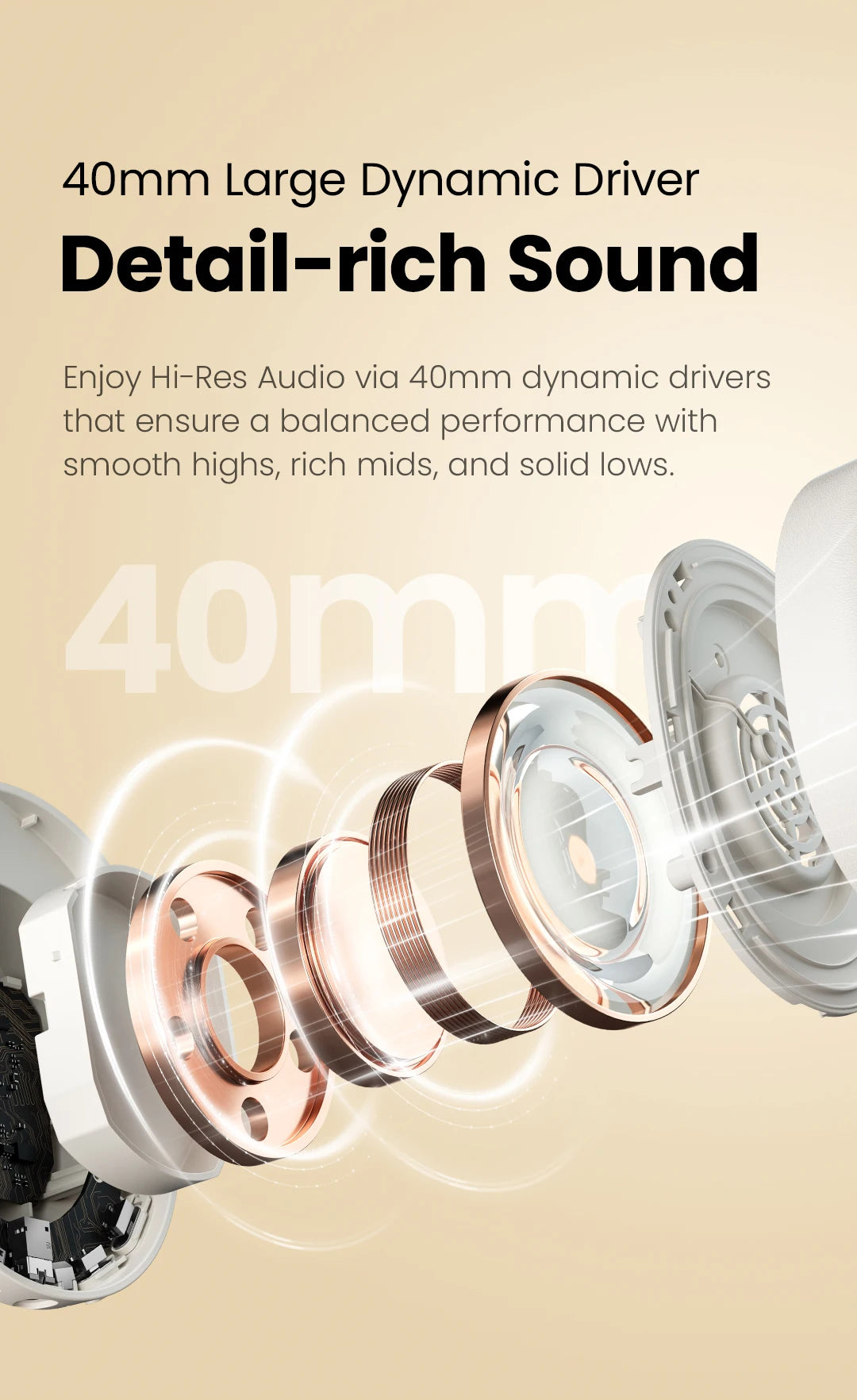HAYLOU S30 Wireless Bluetooth 5.4 Headphones - 43dB Adaptive Noise Cancelling, 40mm Driver, 80H Playtime Earphones