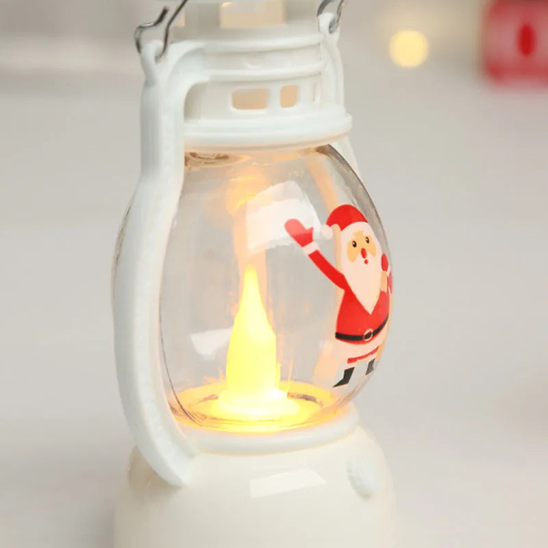 Portable LED Christmas Lanterns – Santa Claus & Snowman Indoor Decor, Battery-Powered for Home Xmas & New Year