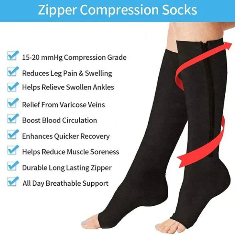 Medical Compression Socks - High Elasticity Closed Toe Stockings for Men and Women