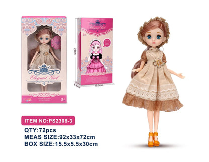 26cm BJD Doll for Girls – Purple Hair Fashion Princess with Big Eyes & Accessories Gift