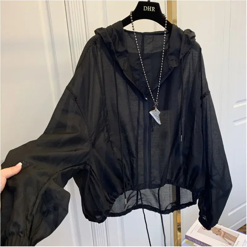 Women’s Lightweight Hooded Sun Protection Jacket – Breathable Summer Zip-Up Sunscreen Coat Green