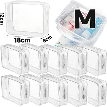 1/20PCS Transparent PVC Travel Organizer — Clear Makeup & Cosmetic Bag, Toiletry & Beauty Case
