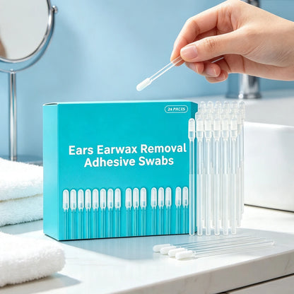 24-Piece Ear Wax Removal Kit - Soft Gel Ear Cleaning Sticks for Gentle Ear Care for Adults and Kids