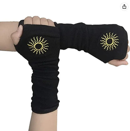 Warm Knitted Long Fingerless Gloves – Striped Elbow Mittens for Women, Fashion Christmas Gift