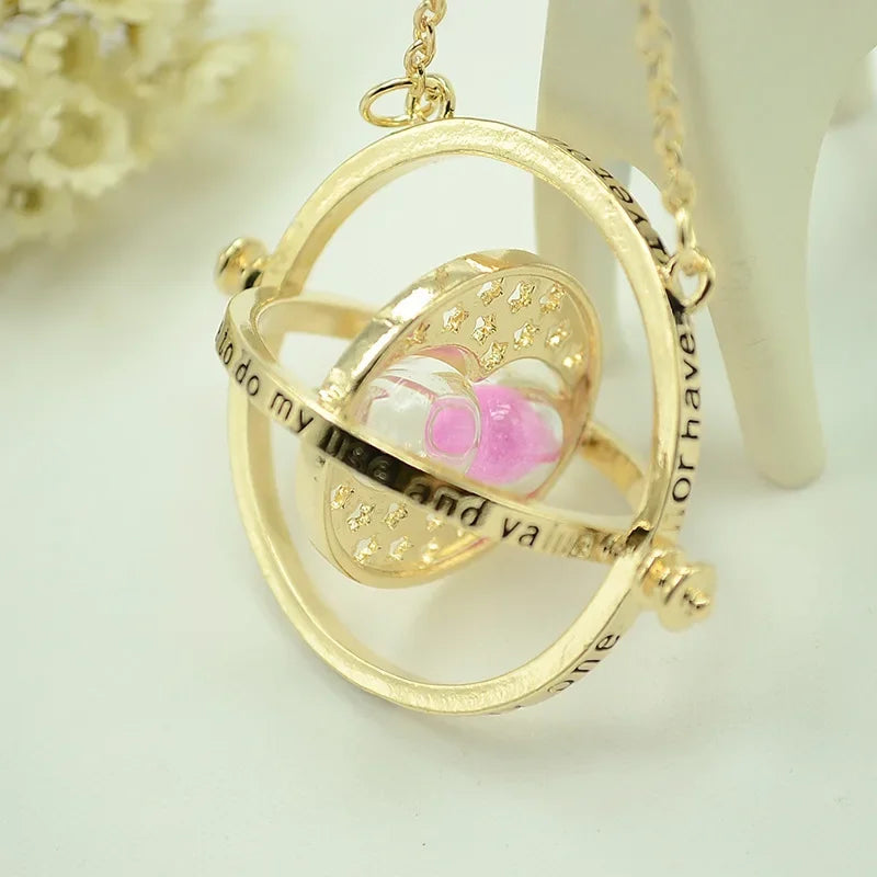 Magic Time-Turner Hourglass Necklace - Multicolor Rotating Pendant for Wizard-Inspired Fashion and Cosplay Gifts
