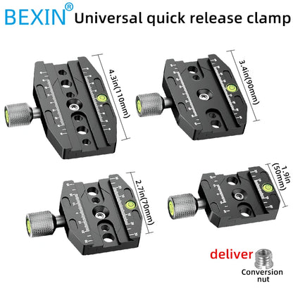 BEXIN Aluminum Arca-Swiss Quick Release Clamp – 50/70/90/110mm Tripod Ball Head Mount for Camera & Monopod Support