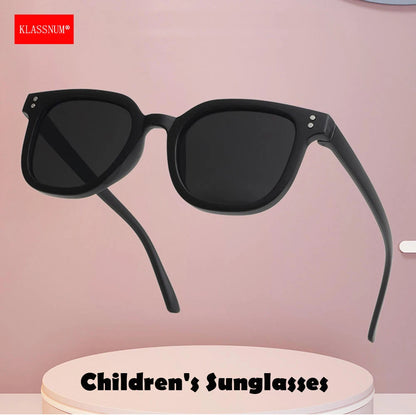 KLASSNUM 2026 Kids Sunglasses – Large Square UV Protection Shades for Ages 2–8, Trendy Black Sun Glasses for Boys & Girls Outdoor Travel