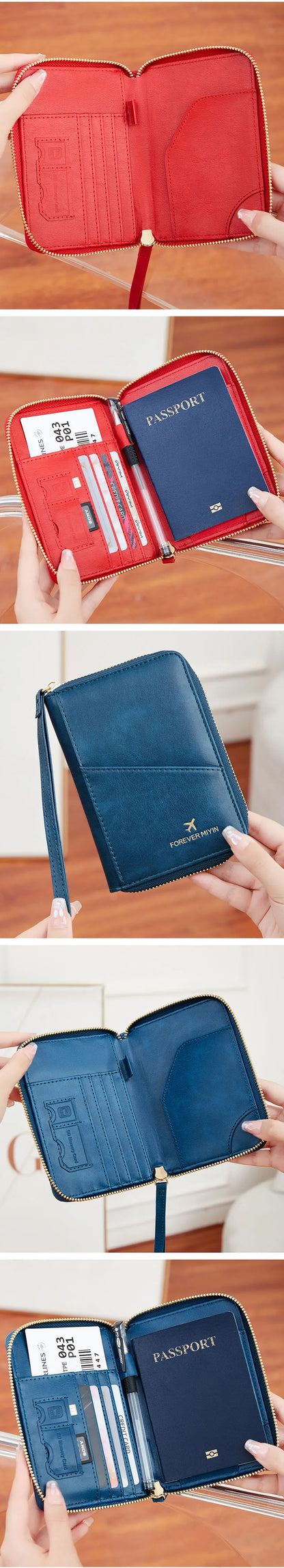 New Retro RFID PU Leather Passport Bag – Fashionable Multifunctional Passport Cover & Travel Clip for Men & Women