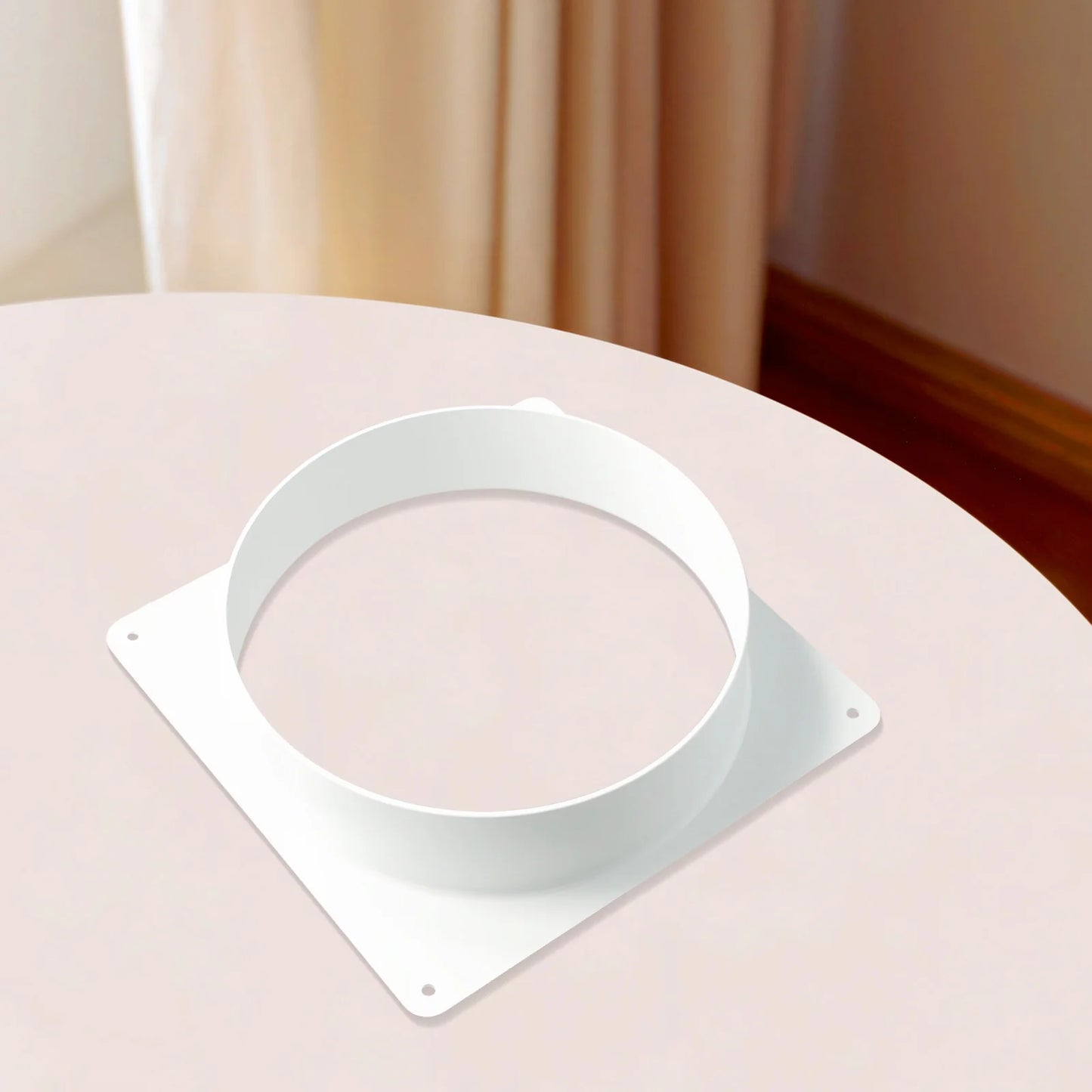 White Air Vent Duct Connector Flange – Straight Square Bottom Pipe for Easy Ventilation Duct Installation