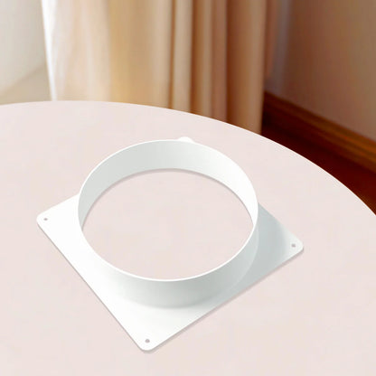 White Air Vent Duct Connector Flange – Straight Square Bottom Pipe for Easy Ventilation Duct Installation