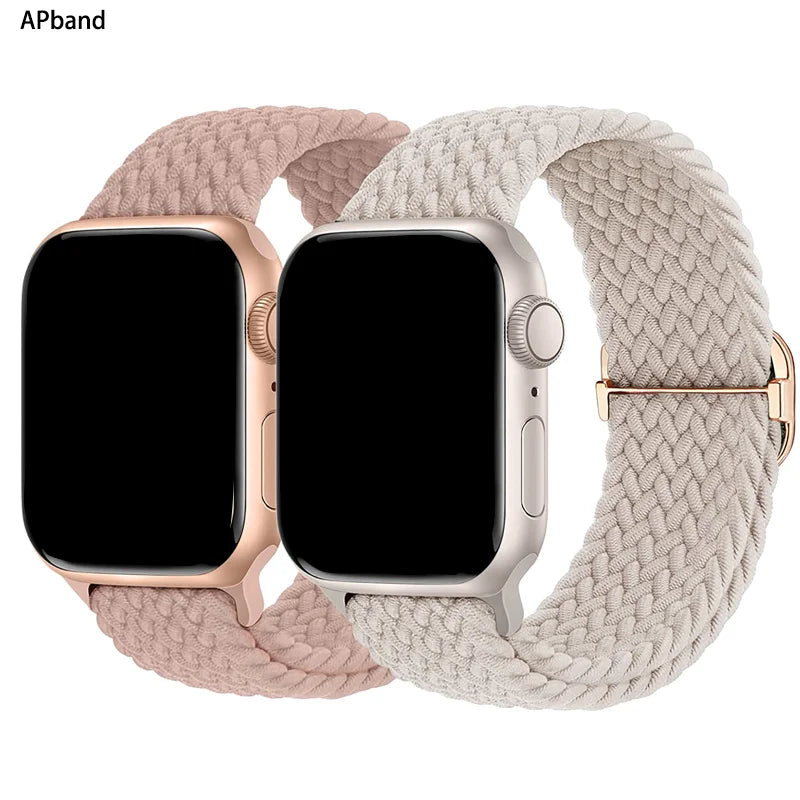 Braided Solo Loop Apple Watch Band – Adjustable Nylon Strap for iWatch Series SE, 4–8 & Ultra (40mm–49mm) Bracelet Wristband