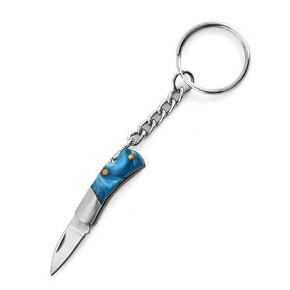 5cm Mini Folding Knife Keychain – Acrylic & Brass Portable Blade Pendant for Camping, Outdoor, and Everyday Carry