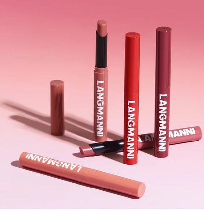 12-Color Matte Lipstick Pencil – Waterproof, Long-Lasting Non-Stick Lip Stain Tint Nude Makeup Pen