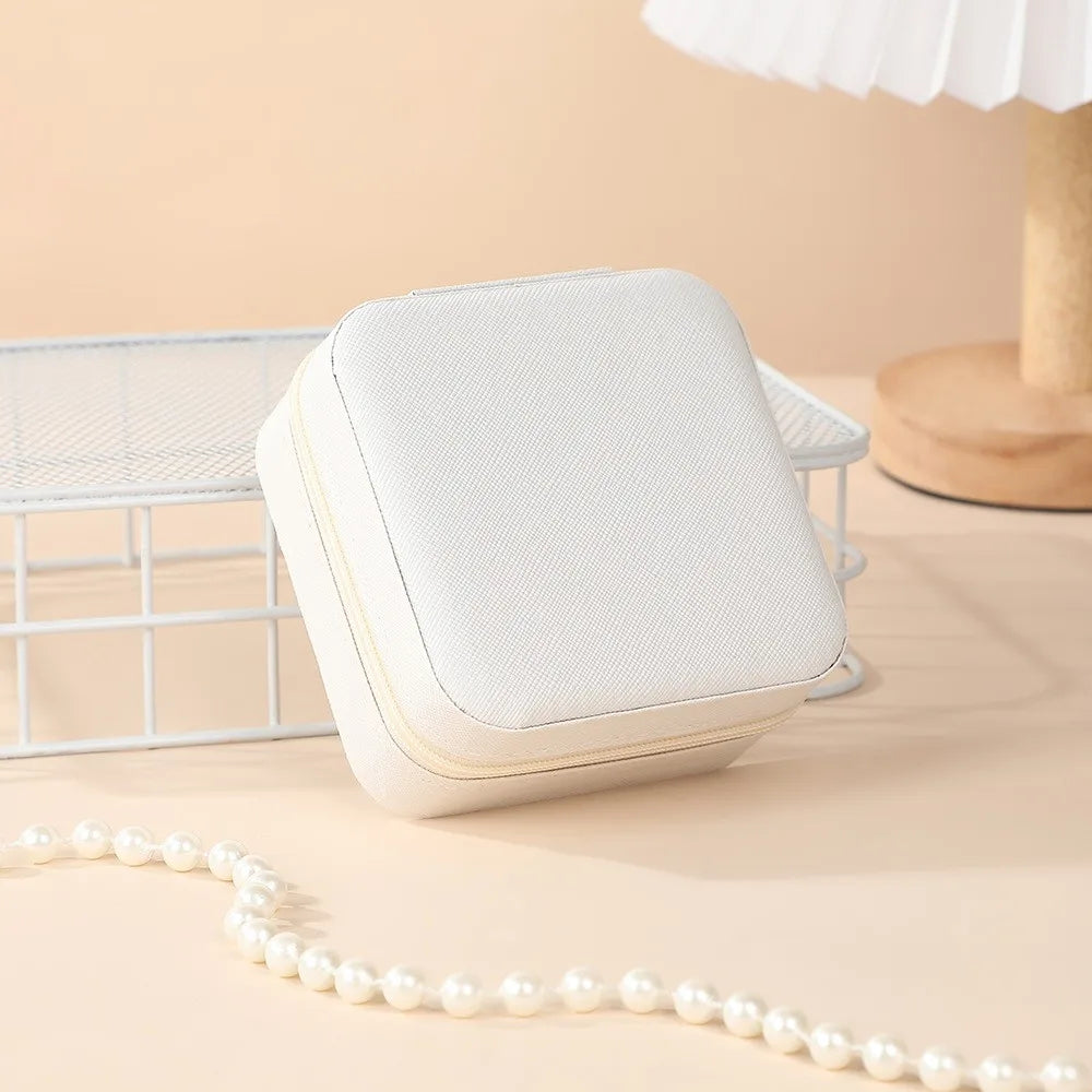 Portable Mini Jewelry Storage Box - Leather Travel Organizer for Earrings, Necklaces, Rings & Display