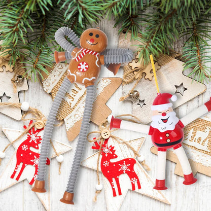 1–4pcs Retractable Santa Claus Toys – Christmas Decompression Toys Featuring Santa, Snowman, Elk & Gingerbread