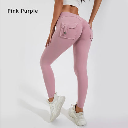 DIAS FIT JOY Women’s Nylon Yoga Pants – High-Waisted Butt-Lifting Tight Leggings with Pockets, Breathable No-T-Line Fitness Wear