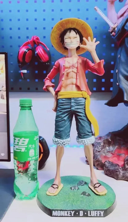 One Piece 42.5cm Straw Hat Monkey D. Luffy Figure – 1/4 Scale Large Smiley Anime Statue, Decorative Doll Toy Gift