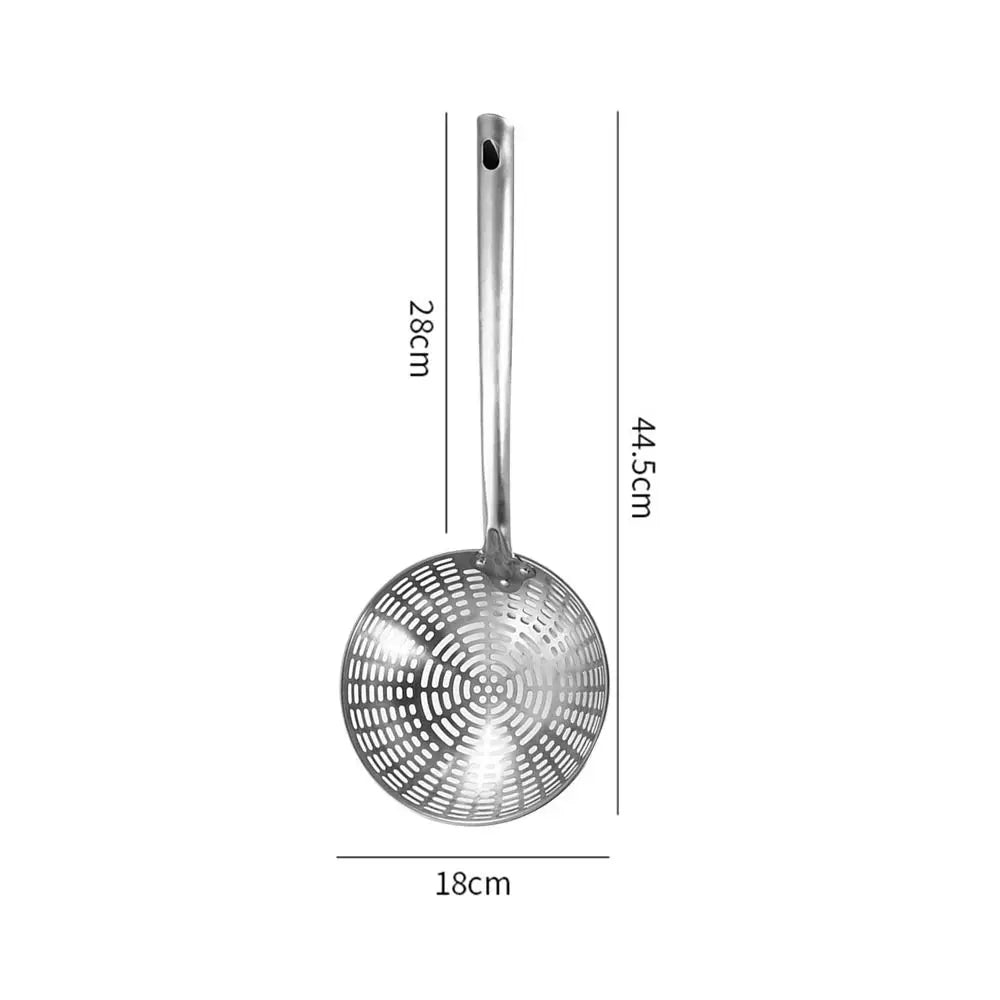 Stainless Steel Colander with Long Handle – Oil Frying Food Net Sieve & Leaky Spoon Kitchen Tool for Cooking