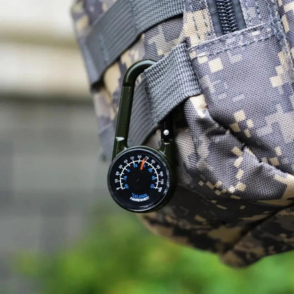 Zinc Alloy Compass & Thermometer Keychain - Portable Dual-Sided Outdoor Guide for Camping, Hiking & Beach Trips