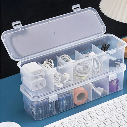 Transparent Cable Organizer Box with Lid – Dustproof Data Cable and Card Storage Case for Home and Office