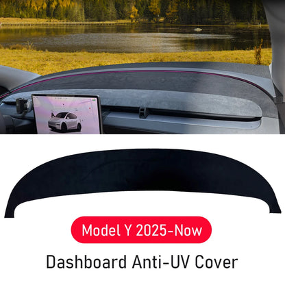 Tesla Model Y Juniper 2025–2026 Suede Dashboard Cover – Anti-UV Sunshade Protector Mat with Non-Slip Padding