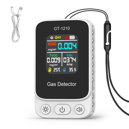 5-in-1 Air Quality Monitor - CO2 HCHO TVOC Gas Detector with Temperature & Humidity Meter Sensor