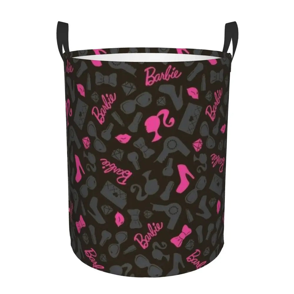 Custom Barbie Logo Laundry Basket – Collapsible Large Capacity Clothes Storage Bin, Disney Baby Hamper