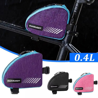 Waterproof Bicycle Triangle Bag - 0.4L Reflective Frame Bag for Easy Cycling Storage