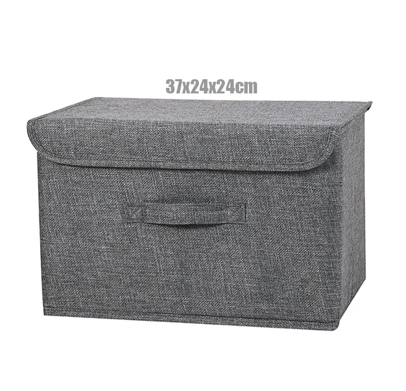 Washable Cotton Linen Folding Storage Box – CD, Toy & Laundry Organizer with Lid