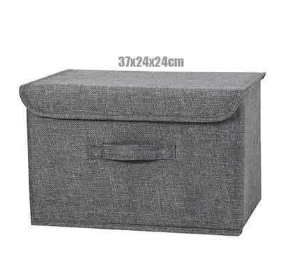 Washable Cotton Linen Folding Storage Box – CD, Toy & Laundry Organizer with Lid