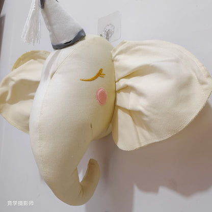 Handmade 3D Felt Animal Heads — Elephant & Swan Wall Hanging Decor for Nursery & Kids’ Bedroom