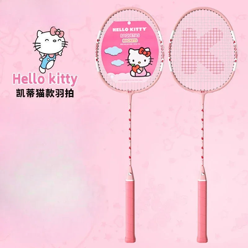 Hello Kitty Kawaii Anime Badminton Racket Set – Ultra-Light Durable Double Rackets, Cute Sports Gift