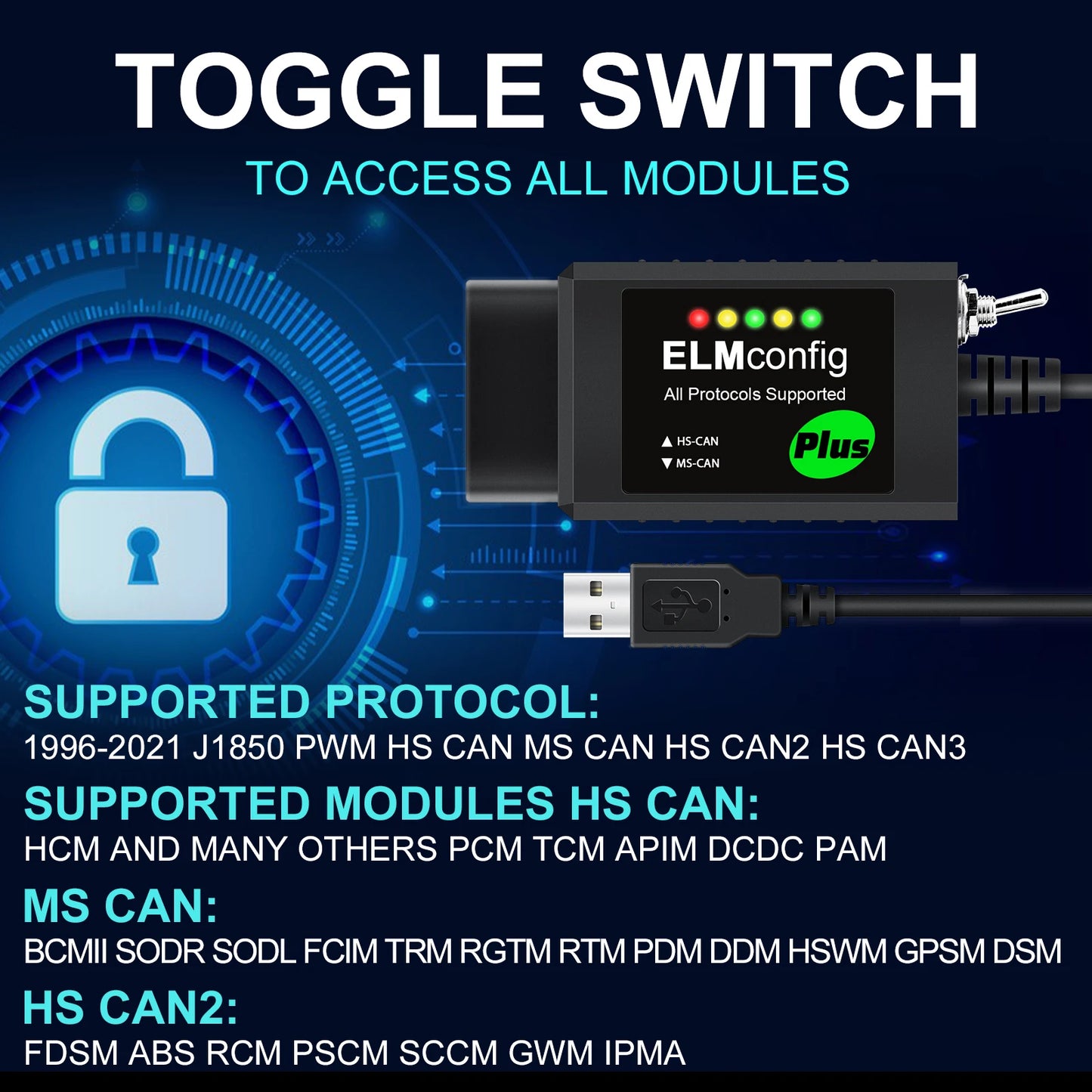 FORScan ELM327 USB OBD2 Scanner - HS CAN & MS CAN Diagnostic Tool for Ford Vehicles