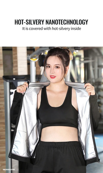 Women's Plus Size Sauna Suit — Gym Clothing Set for Weight Loss, Sweating & Slimming Activewear Tracksuit