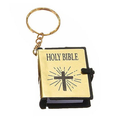 Mini English Holy Bible Keychain - Christian Jesus Cross & Muslim Keyring, Prayer God Bless Charm for Women’s Bag