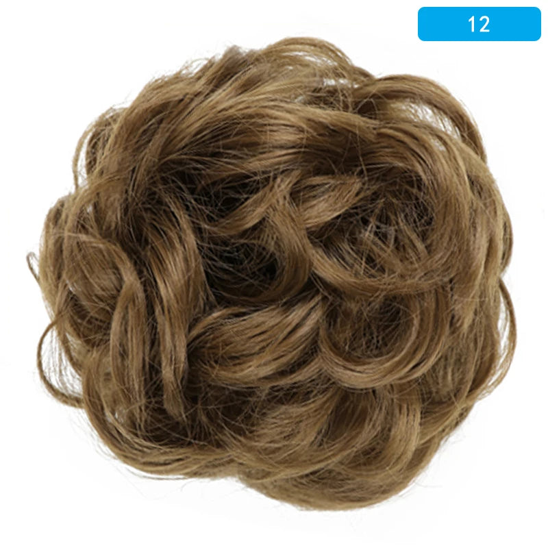 AZQUEEN Messy Bun Hair Extension – Synthetic Curly Wave Chignon Scrunchie, Elastic Band Updo Hairpiece for Women