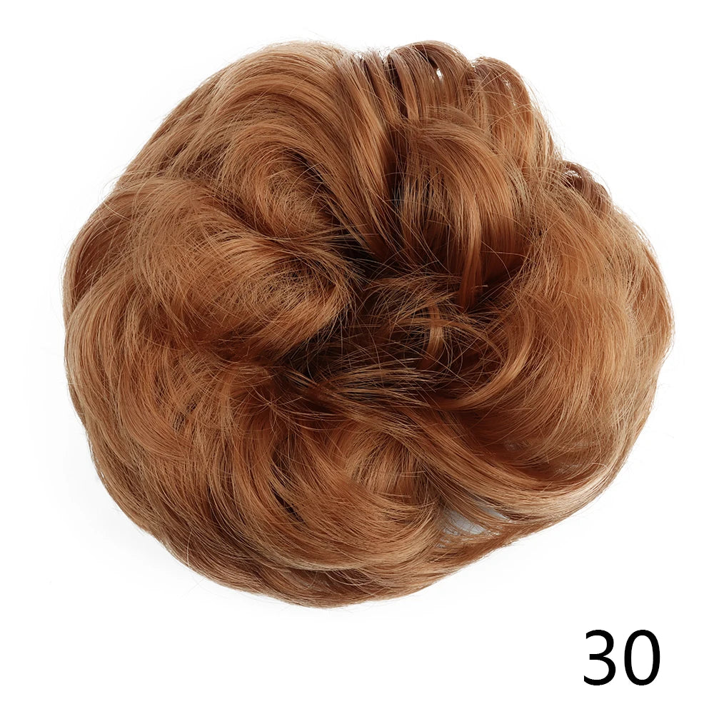 Synthetic Wavy Hair Bun Wig – Elastic Rubber Scrunchie Curly Ponytail Hair Extension for Ladies