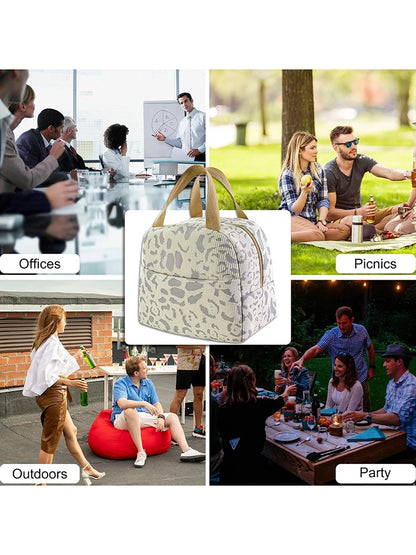 Ink Pattern Insulated Lunch Bag – Bento Box Picnic & Travel Cooler Tote