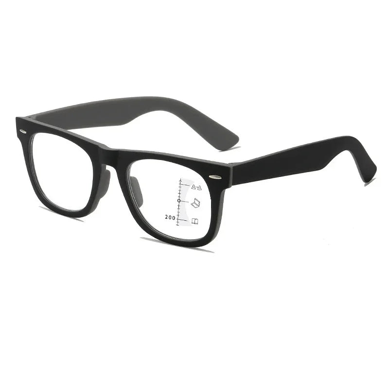 HD Progressive Multifocal Reading Glasses – Vintage Square Anti-Blue Light Eyewear for Men & Women