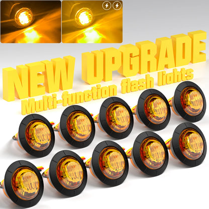 10PCS Strobe LED Side Marker Lights – 12-24V Clearance Indicator for Cars, Trucks, Trailers & RVs