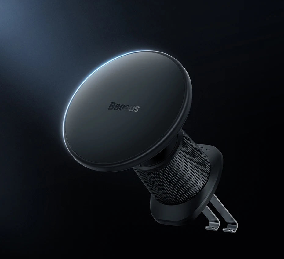 Baseus 15W Magnetic Wireless Car Charger – Fast Charging Phone Holder with Light Effect for iPhone 15/14/13 Pro Max