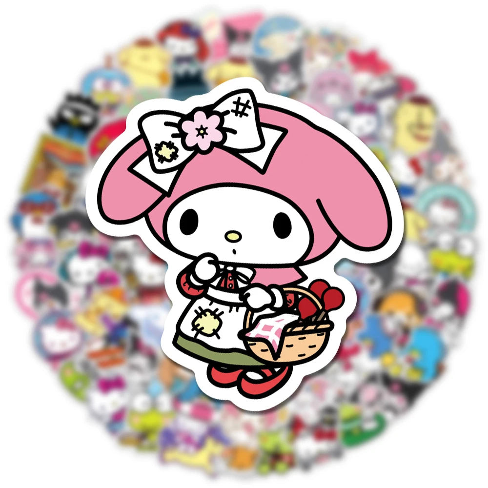 Kawaii Kuromi, My Melody & Hello Kitty Stickers - Cute Cartoon Decals for Laptops, Diaries, Scrapbooks, and DIY Decorations